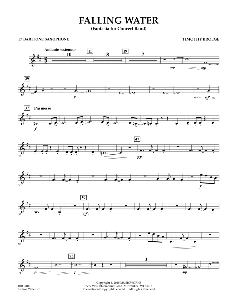 Falling Water - Eb Baritone Saxophone Baritone Saxophone scores gallery preview page 1