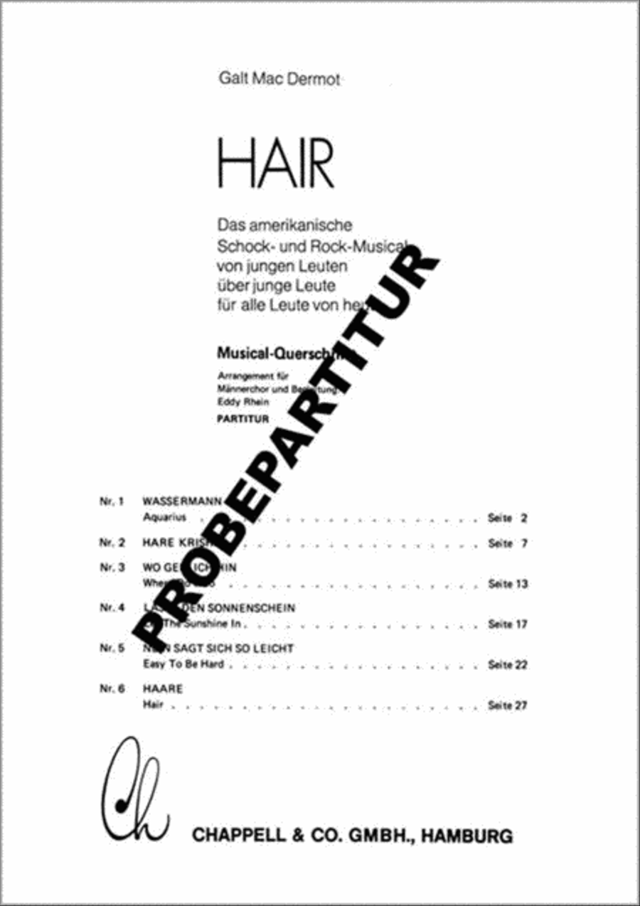 Hair Hair Men's Choir scores gallery preview page 1