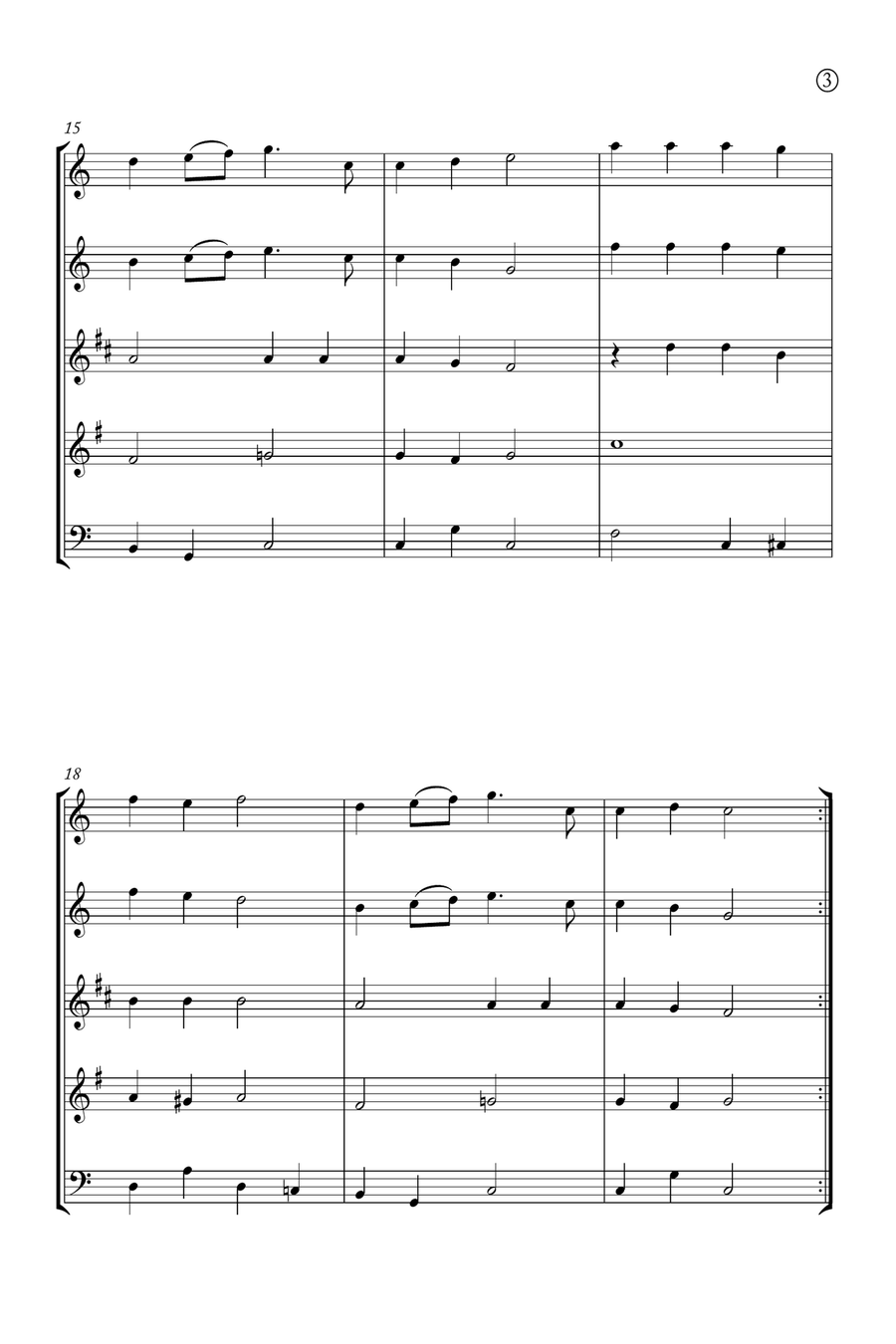 Hark! The Herald Angels Sing Woodwind Quintet scores gallery preview page 3