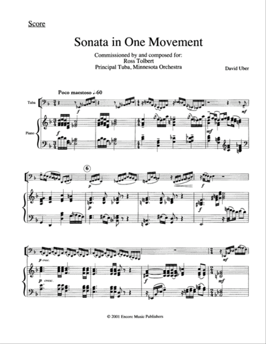 Sonata in One Movement Tuba scores gallery preview page 2