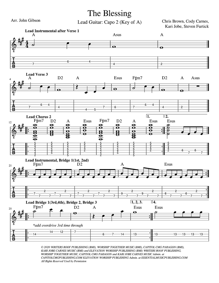 The Blessing The Blessing Guitar Tablature scores gallery preview page 1