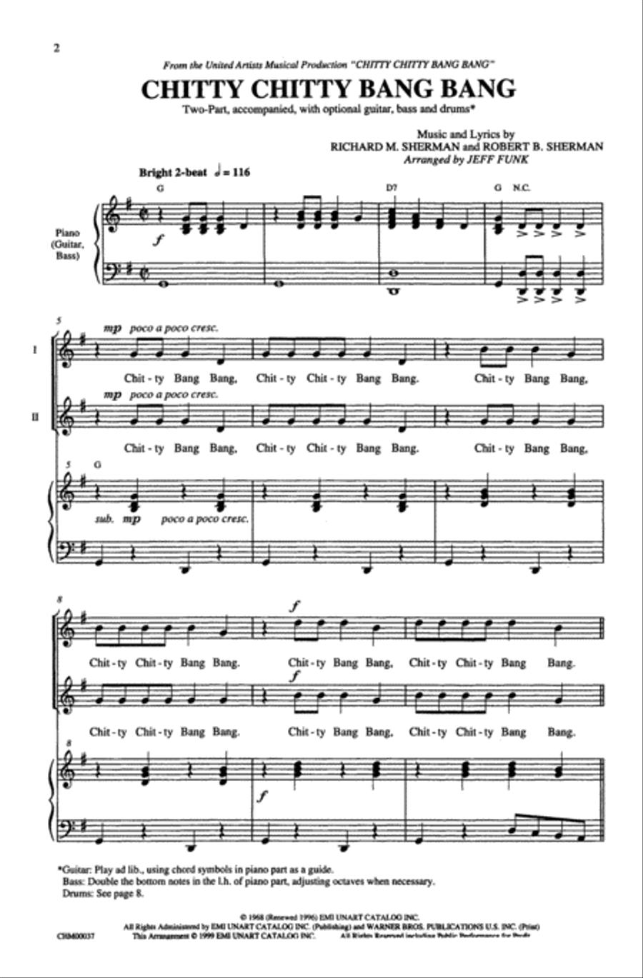 Chitty Chitty Bang Bang 2-Part scores gallery preview page 2