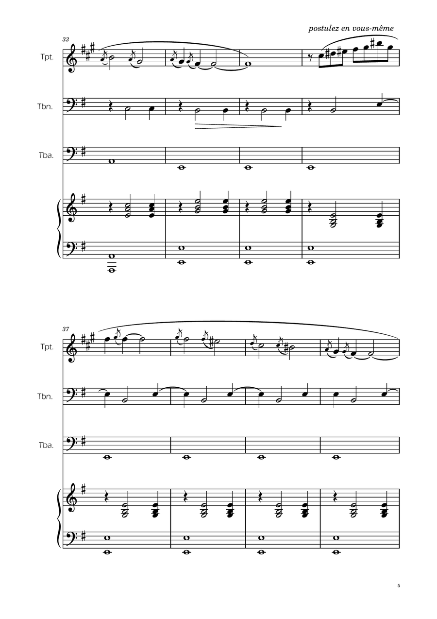 Erik Satie - Gnosienne no1 - Brass Trio w/ Piano Brass Trio scores gallery preview page 5