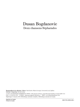 Book cover for Deux chansons Sepharades