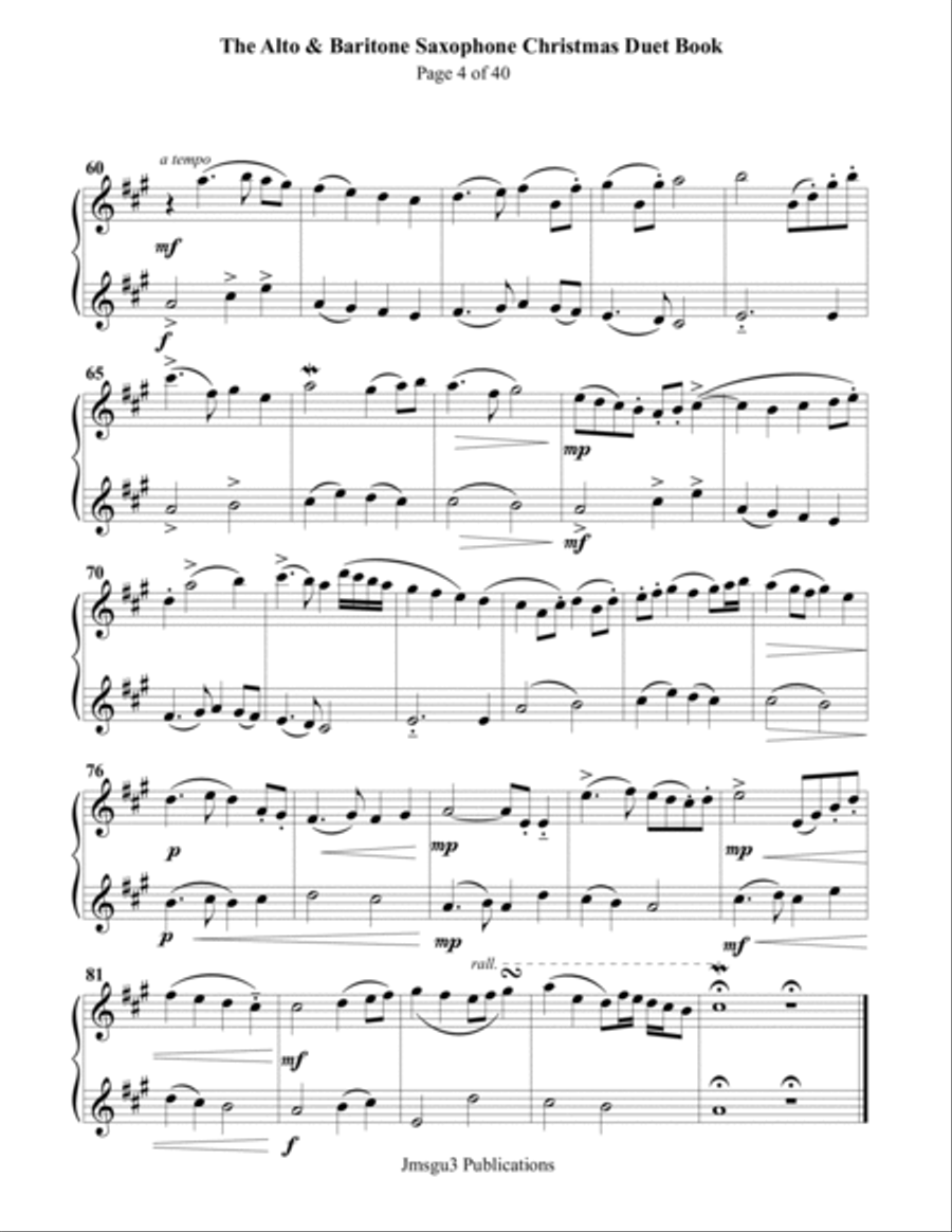 The Alto & Baritone Sax Christmas Duet Book Woodwind Duet scores gallery preview page 4