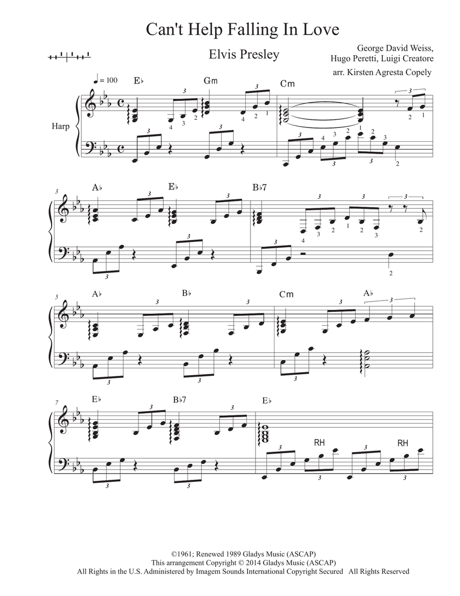 Can't Help Falling In Love Harp scores gallery preview page 1