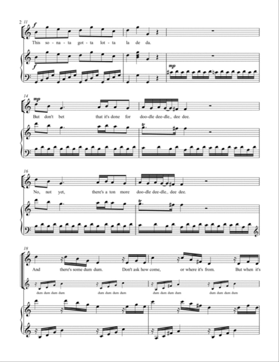 Beethoven's Wig - La De Da Sonata (Music: Sonata In C, Mozart) Voice scores gallery preview page 3