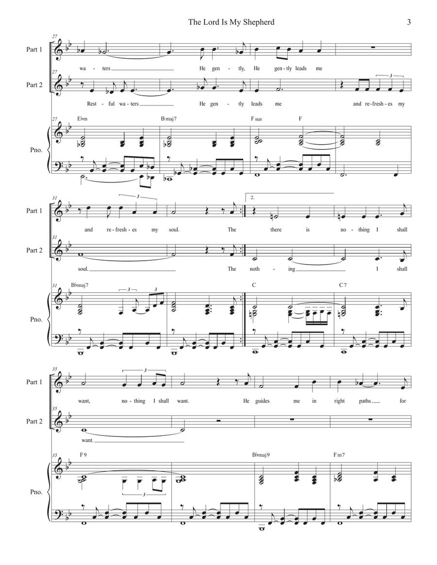 The Lord Is My Shepherd (2-part choir) 2-Part scores gallery preview page 3
