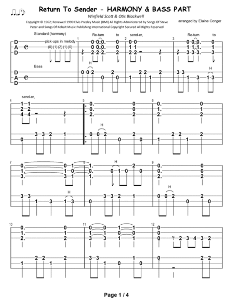 Return To Sender Dulcimer scores gallery preview page 2