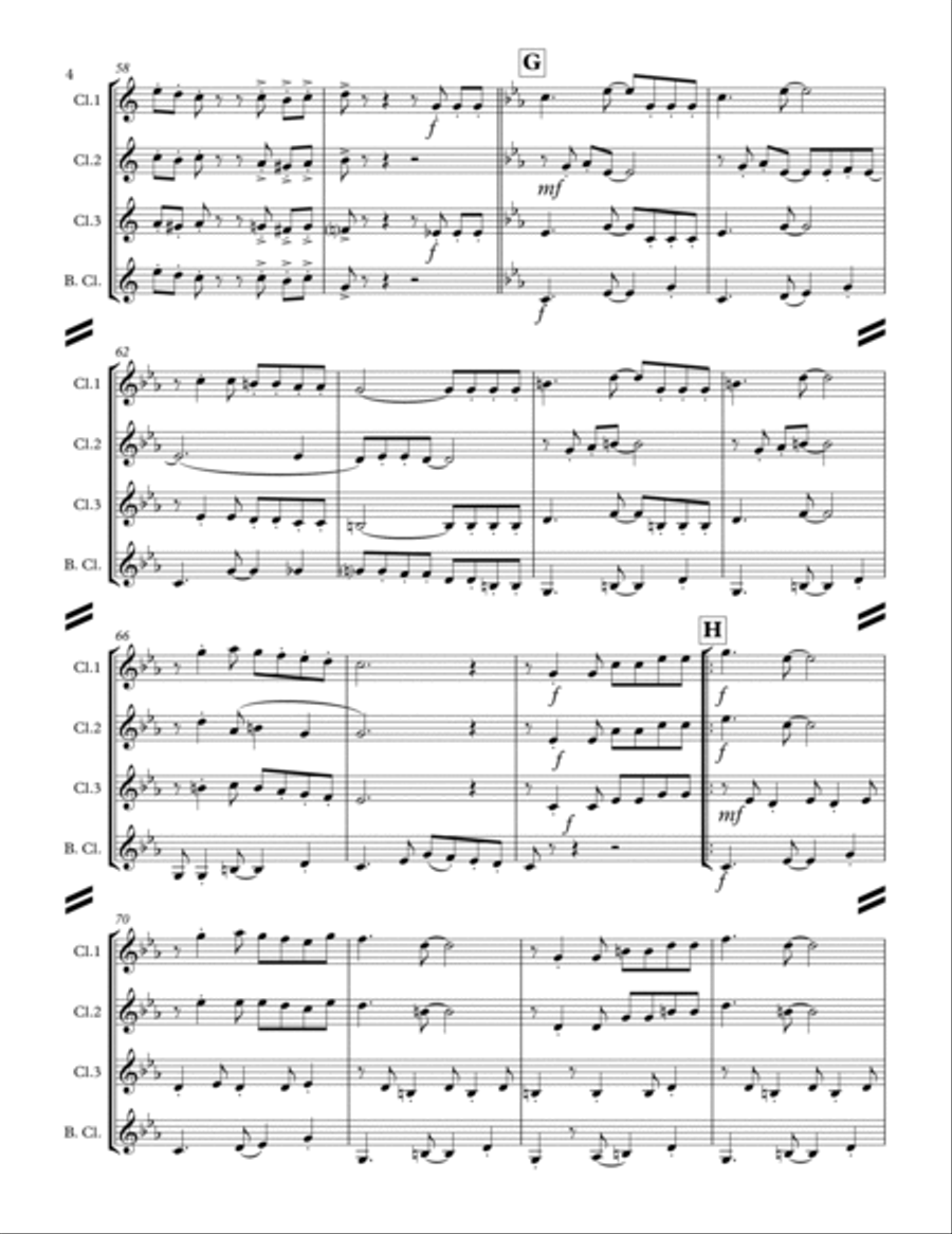 La Cucaracha (for Clarinet Quartet) Clarinet Quartet scores gallery preview page 5