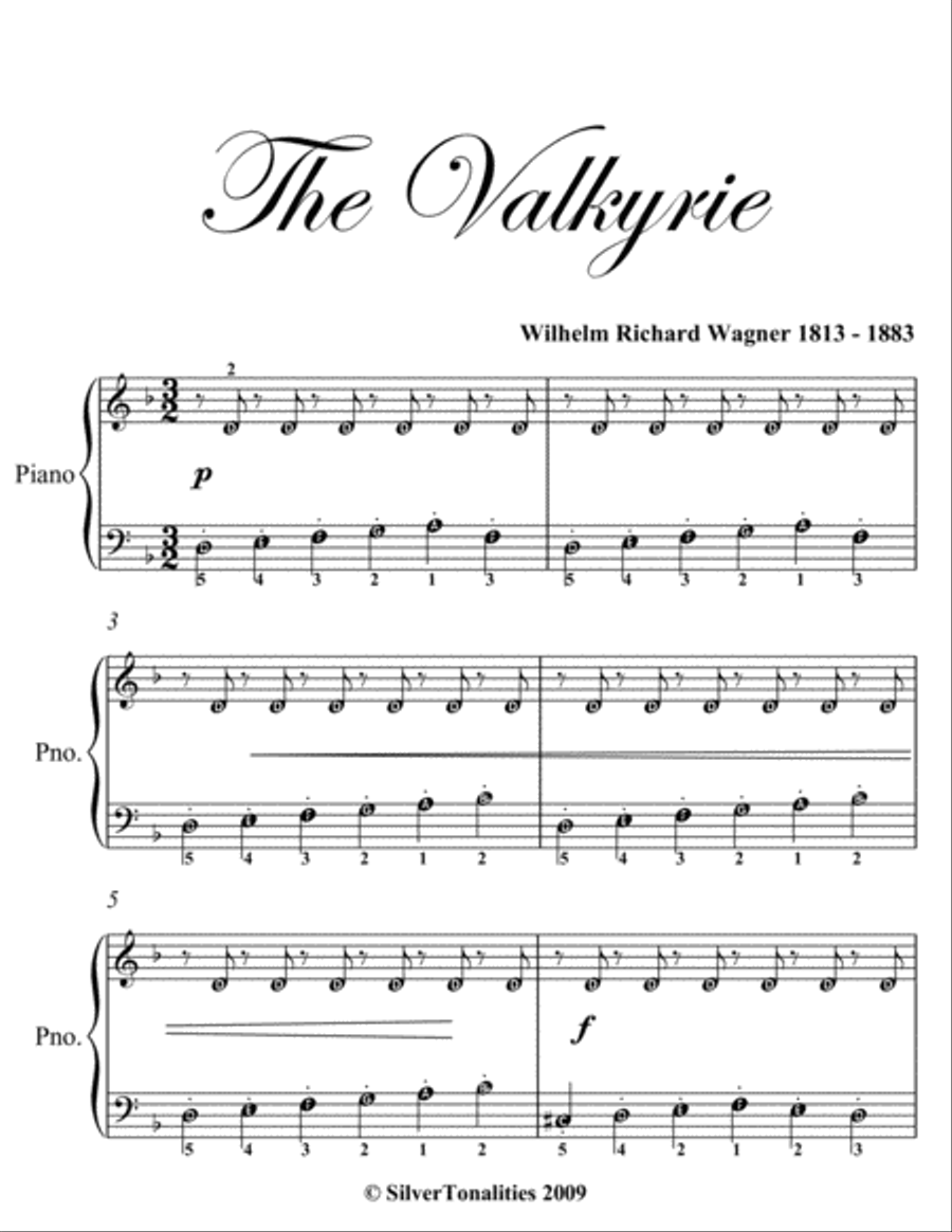 The Valkyrie Elementary Piano Sheet Music Easy Piano scores gallery preview page 2