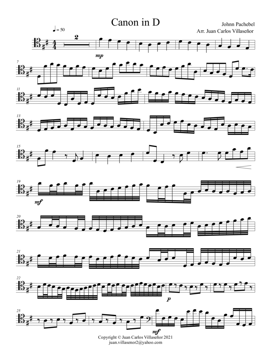 Canon in D - Bassoon part. - (Arr. Bassoon and Piano or bassoon trio) Bassoon Solo scores gallery preview page 1