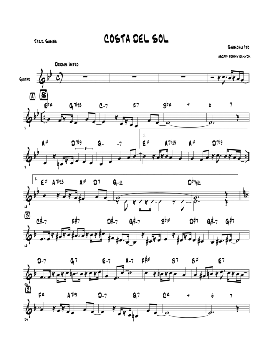COSTA DEL SOL Piano scores gallery preview page 1