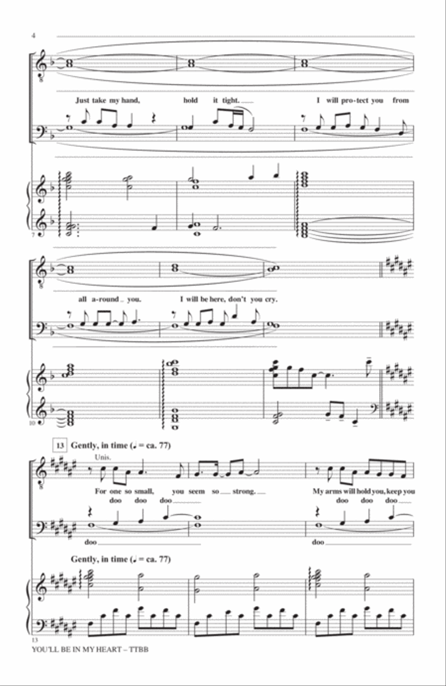 You'll Be In My Heart (from Tarzan) (arr. Mac Huff) TTBB scores gallery preview page 2