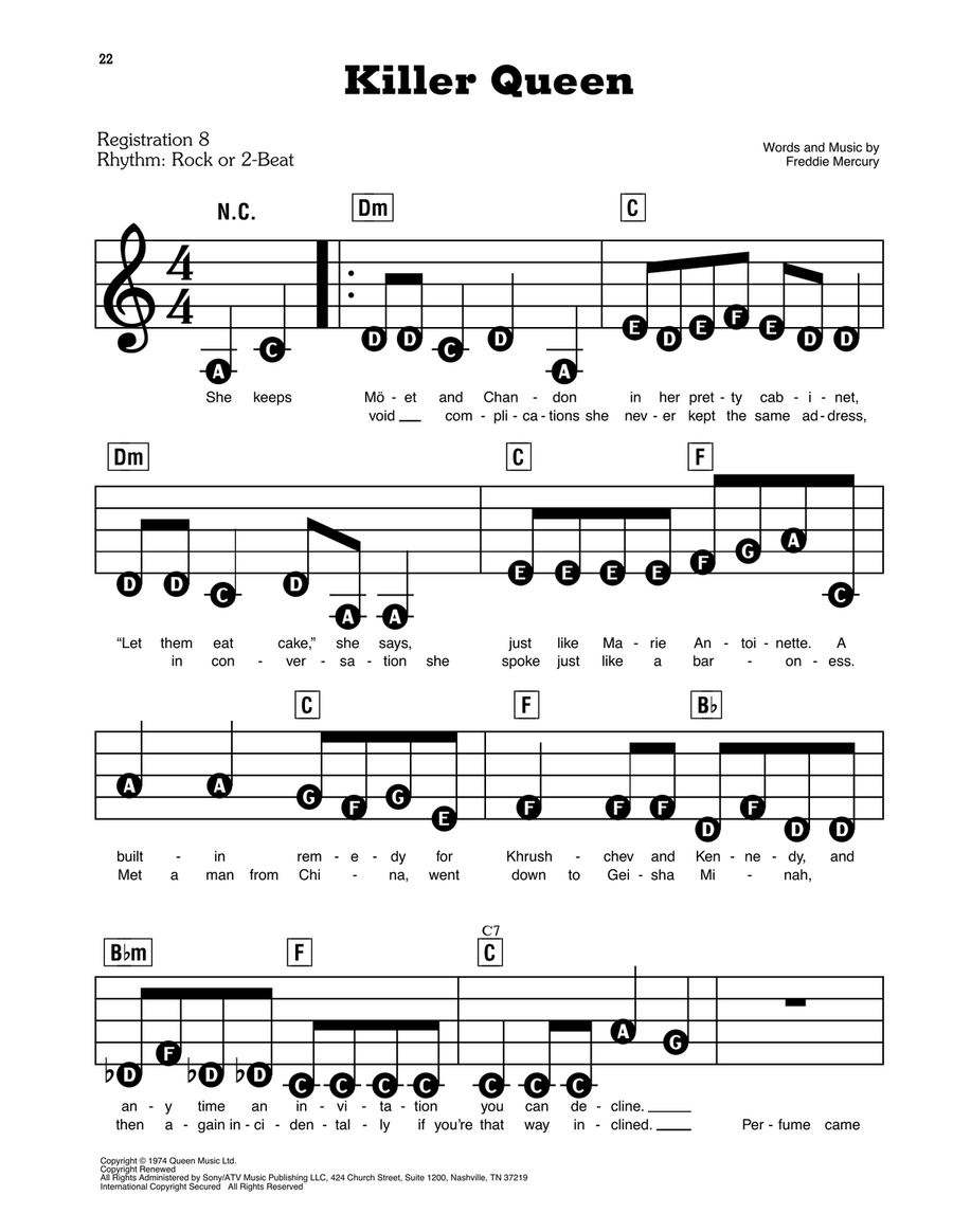 Killer Queen Electronic Keyboard scores gallery preview page 1