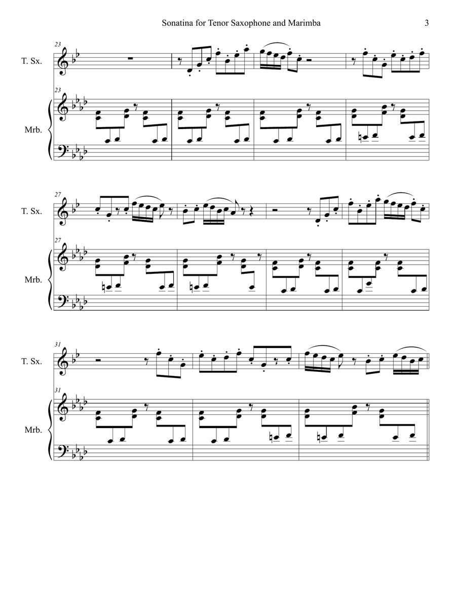 Sonatina for Tenor Saxophone and Marimba Tenor Saxophone scores gallery preview page 5