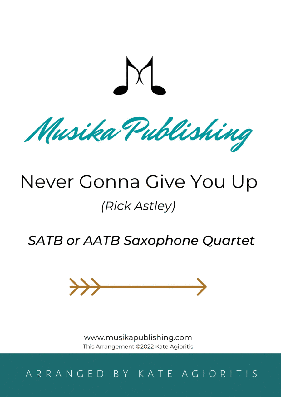 Never Gonna Give You Up Saxophone Quartet scores gallery preview page 1