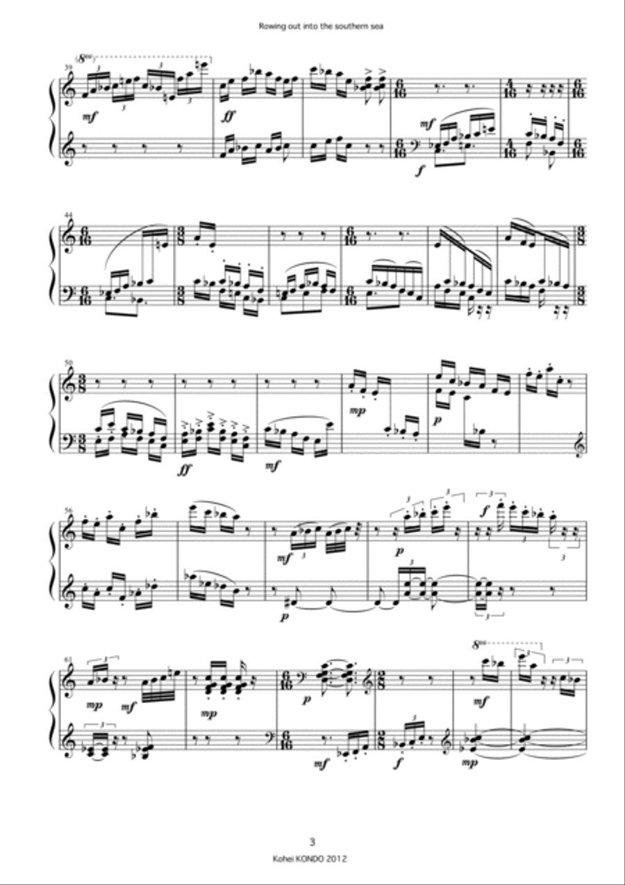 Rowing out into the southern sea for piano with left hand only op.128 Piano Solo scores gallery preview page 4
