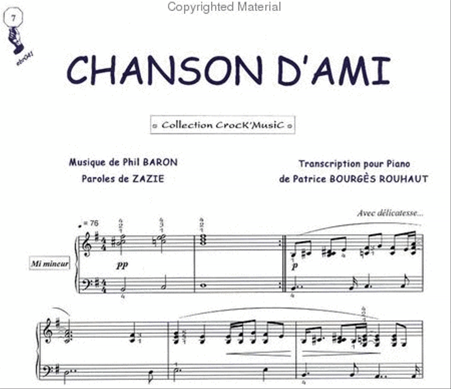 Chanson d'ami (Collection CrocK'MusiC) Piano Solo scores gallery preview page 2