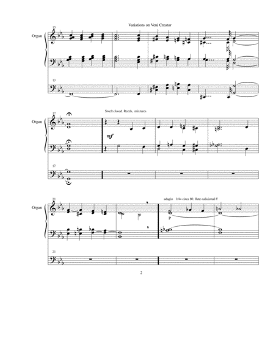 Veni Creator Spiritus, Variations on the ancient chant Organ Solo scores gallery preview page 2