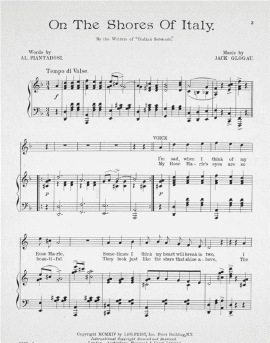 On the Shores of Italy. (Can Be Used as a Hesitation Waltz) Voice scores gallery preview page 2