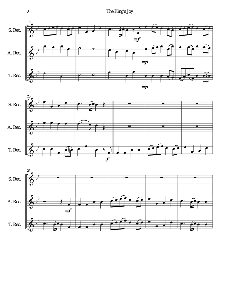 The King's Joy for recorder trio (soprano, alto, tenor) Soprano Recorder scores gallery preview page 2