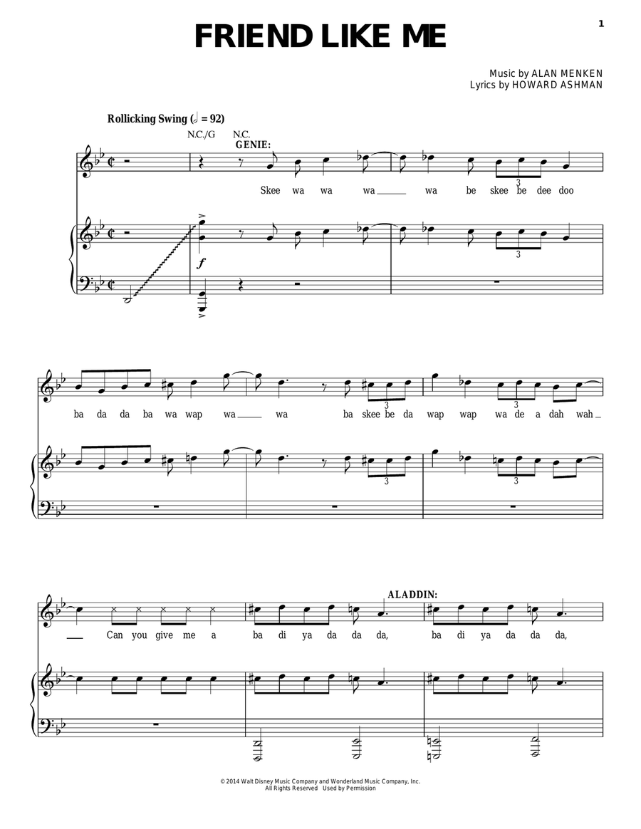 Friend Like Me (Stageplay Version) (from Aladdin: The Broadway Musical) Guitar scores gallery preview page 1