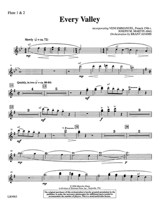 Book cover for Every Valley (from The Winter Rose) (arr. Brant Adams) - Flute 1 & 2