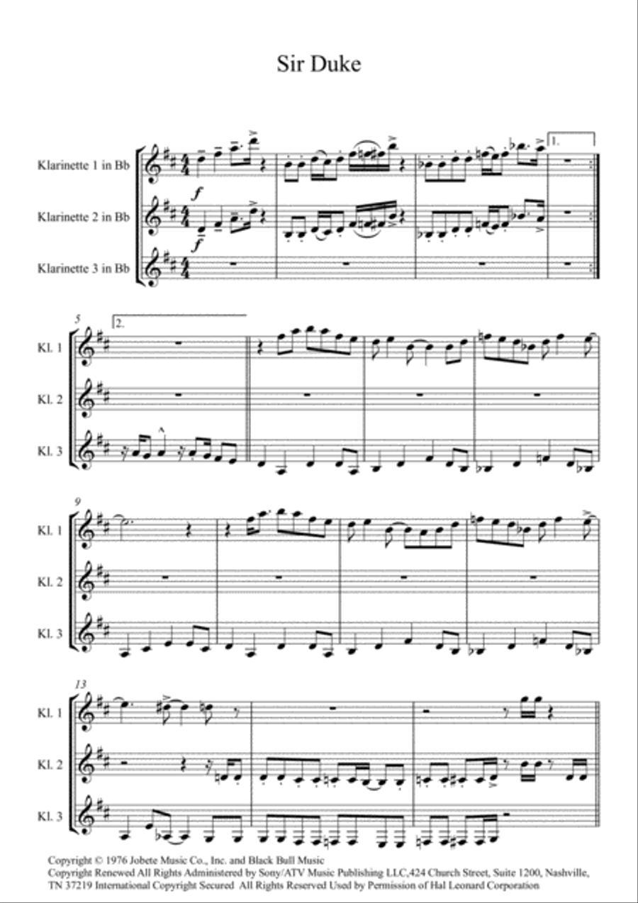 Sir Duke Woodwind Trio scores gallery preview page 2
