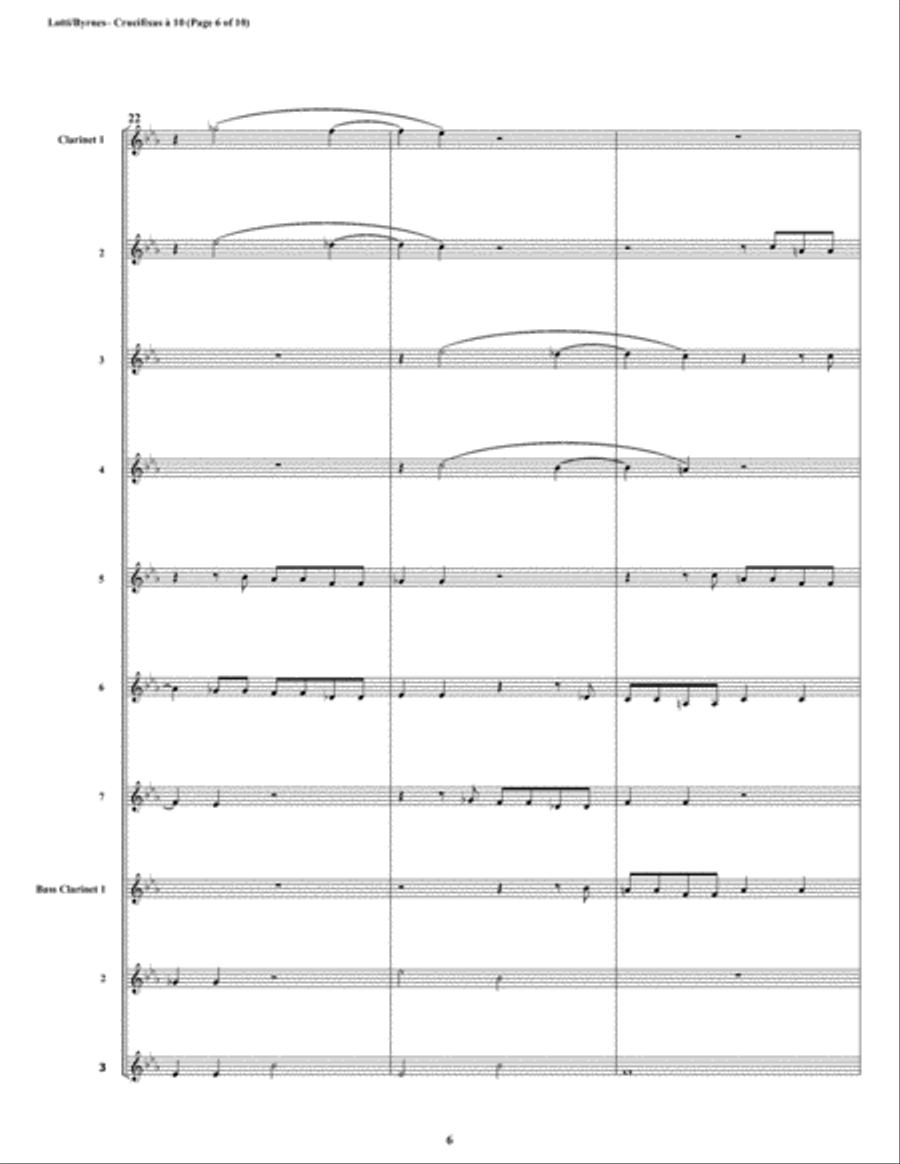 Crucifixus a 10 by Antonio Lotti (Clarinet Choir) Clarinet Choir scores gallery preview page 6
