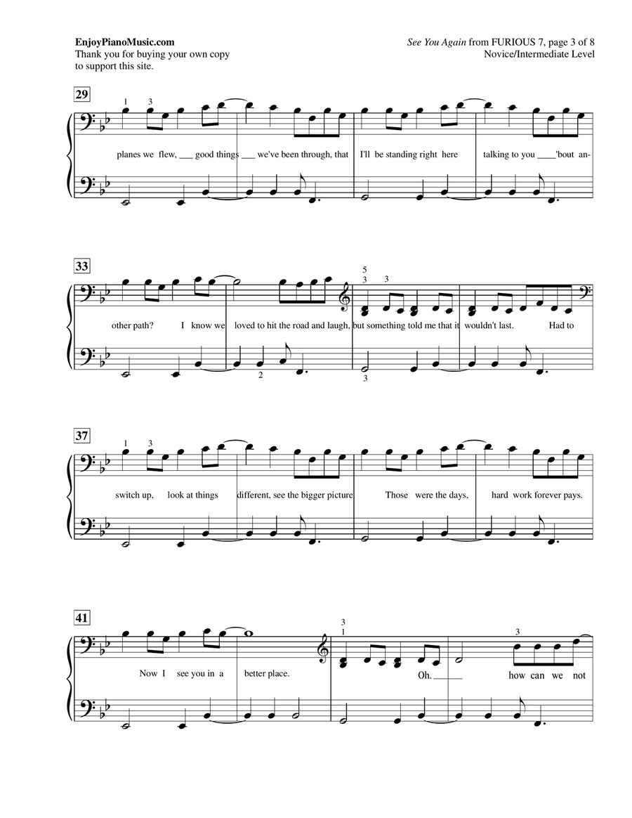 See You Again from FURIOUS 7 Piano Method scores gallery preview page 4