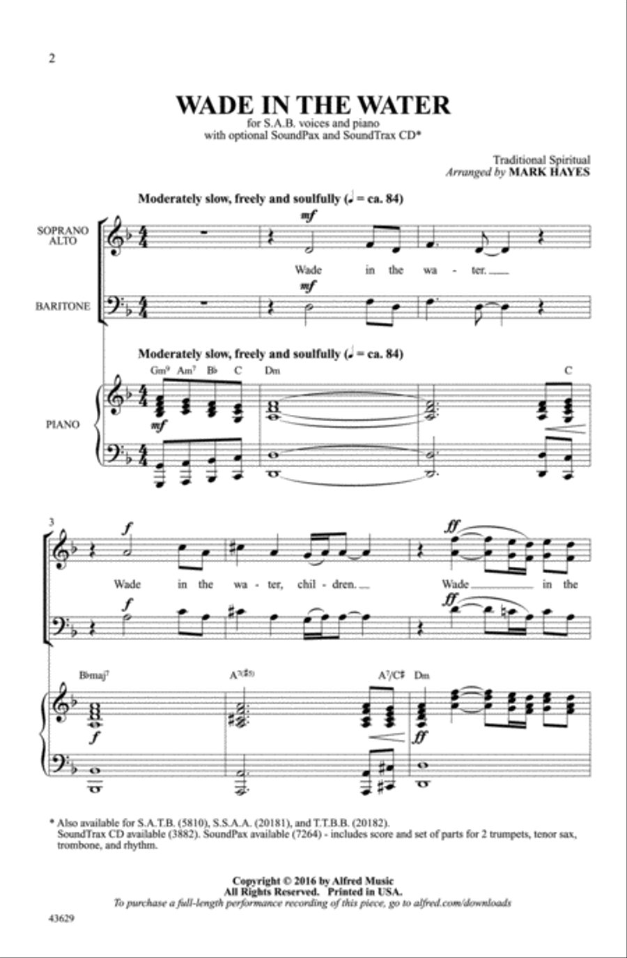 Wade in the Water Choir scores gallery preview page 1
