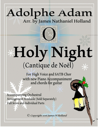 Book cover for O Holy Night (Cantique de Noel) Adolphe Adam for High Voice and SATB Chorus