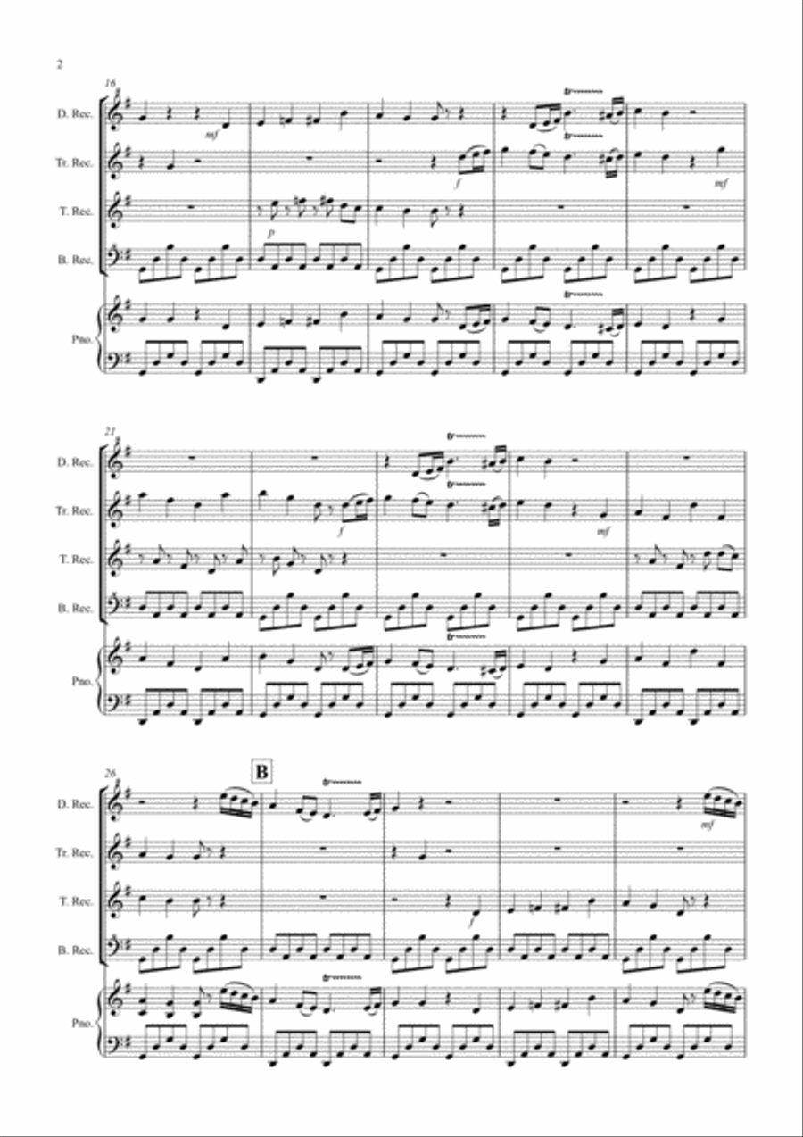 Chinese Dance (Fantasia from Nutcracker) for Recorder Quartet Recorder scores gallery preview page 2