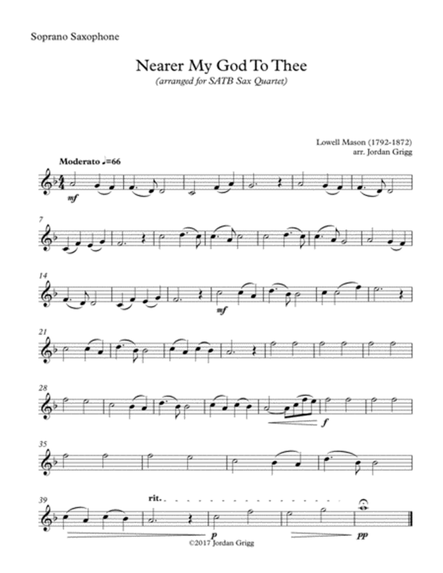 Nearer My God To Thee (SATB Sax Quartet) Score and Parts image number null