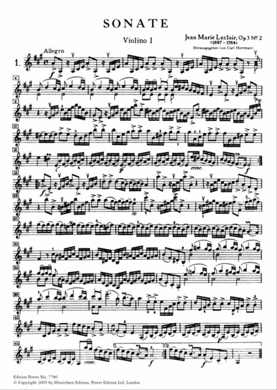 Three Original Sonatas for Two Violins Violin scores gallery preview page 2