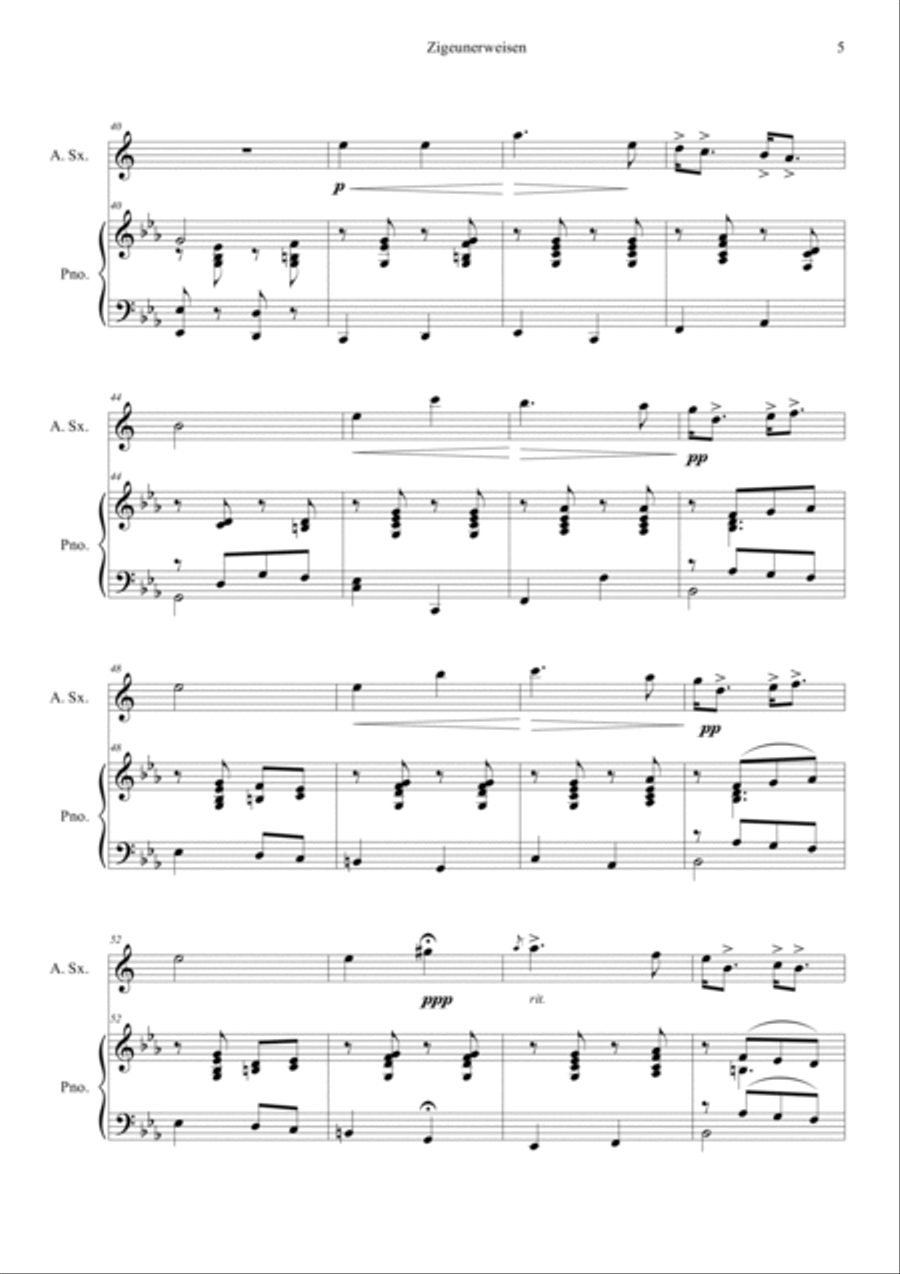 Zigeunerweisen Op.20 Zigeunerweisen Op.20 Alto Saxophone scores gallery preview page 5