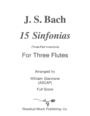 Book cover for Bach - 15 Three-part Inventions for 3 flutes-full score