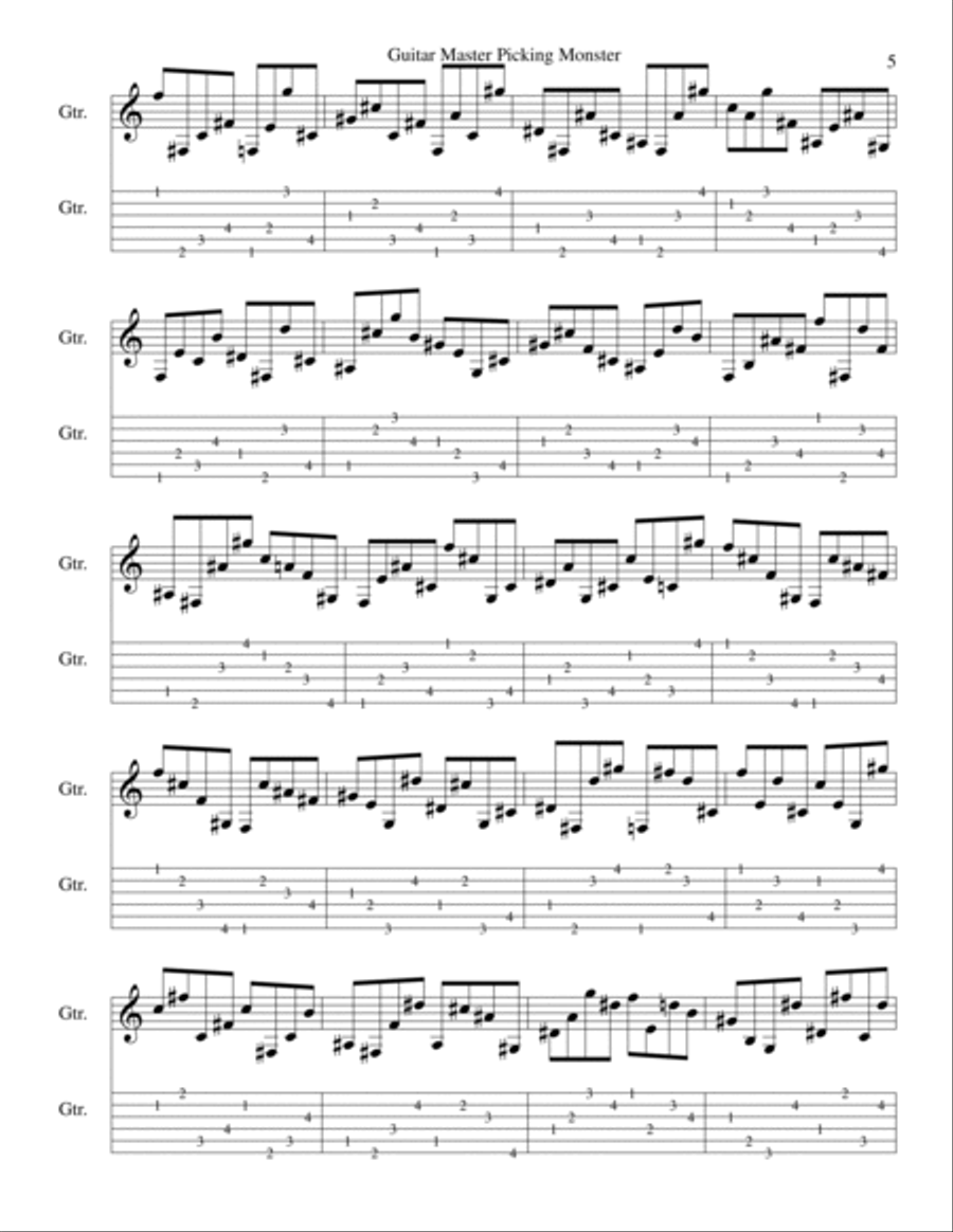 Guitar Picking Monster 3 (Etudes and Exercises 01) Classical Guitar scores gallery preview page 5