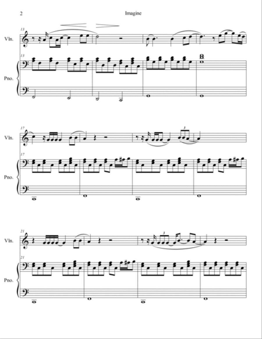 Imagine Violin Solo scores gallery preview page 3