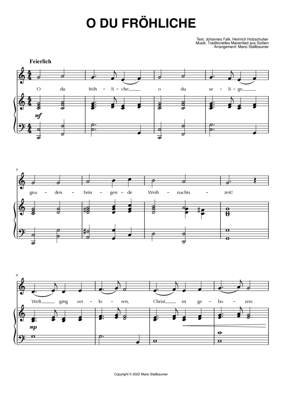 O du fröhliche Voice scores gallery preview page 1