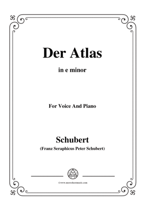 Book cover for Schubert-Der Atlas,in e minor,for Voice&Piano