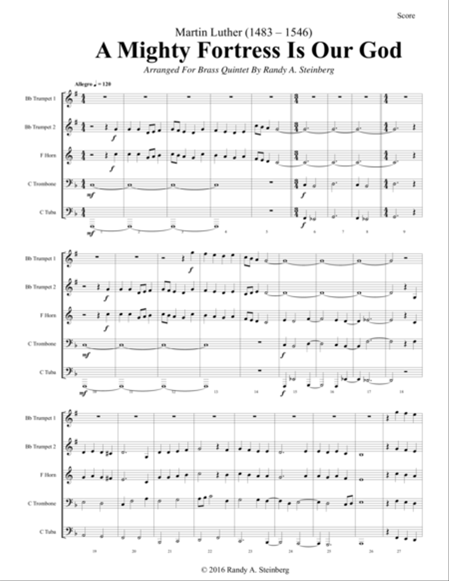 A Mighty Fortress Is Our God Brass Ensemble scores gallery preview page 4