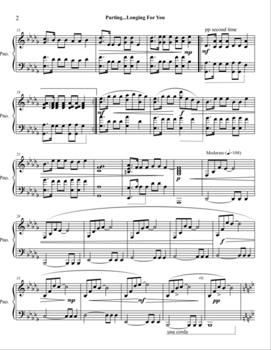 Parting/Longing For You Parting/Longing For You Easy Piano scores gallery preview page 2