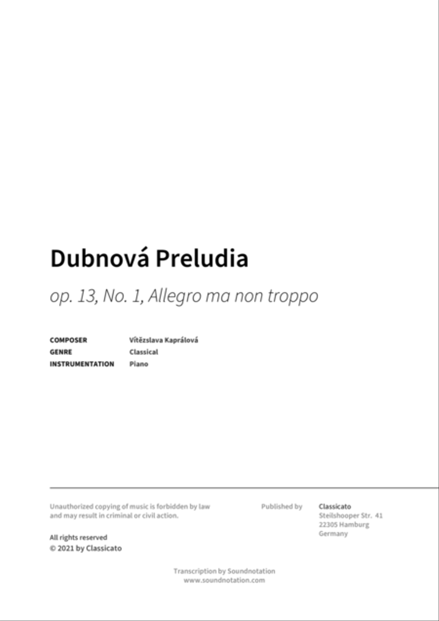 Dubnova Preludia Piano scores gallery preview page 2