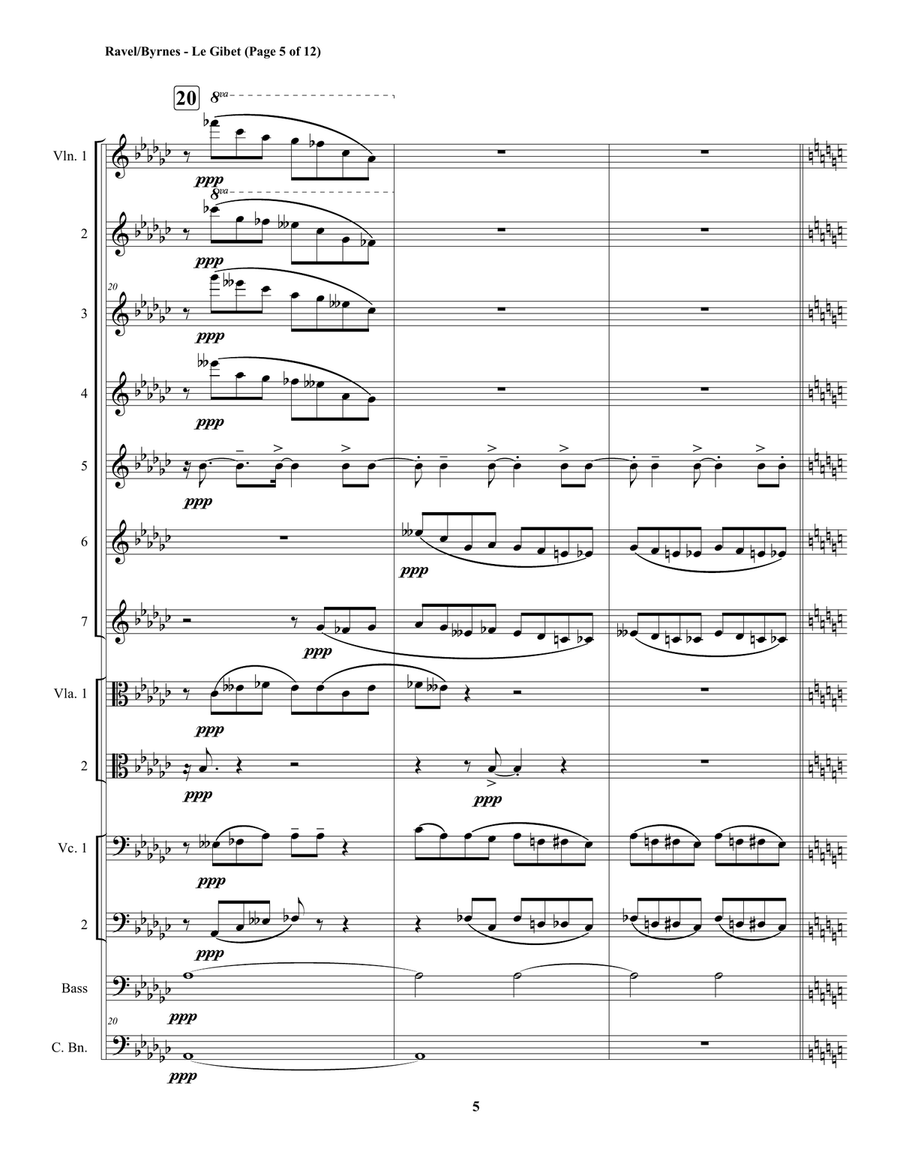 Le Gibet (Gaspard de la Nuit) for String Orchestra & Contrabassoon String Orchestra scores gallery preview page 5
