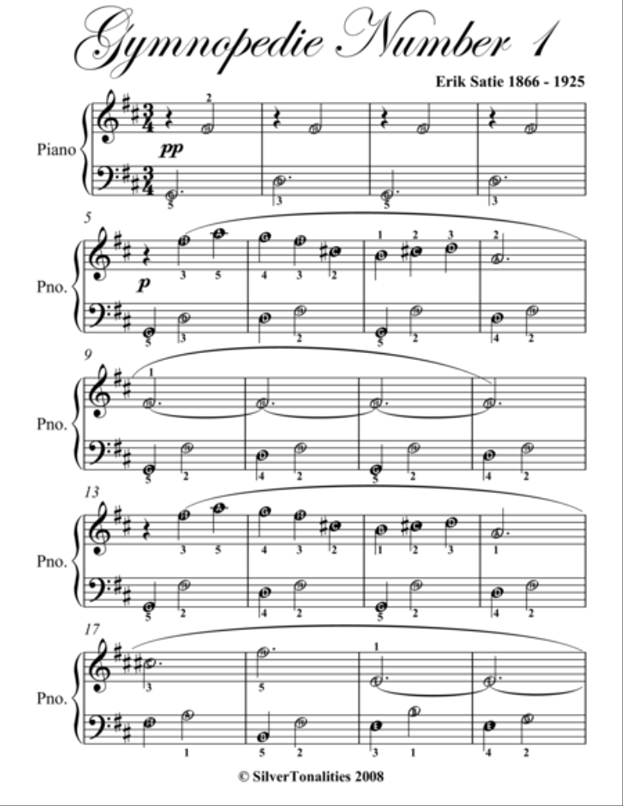 Gymnopedie Number 1 Easiest Piano Sheet Music Easy Piano scores gallery preview page 2