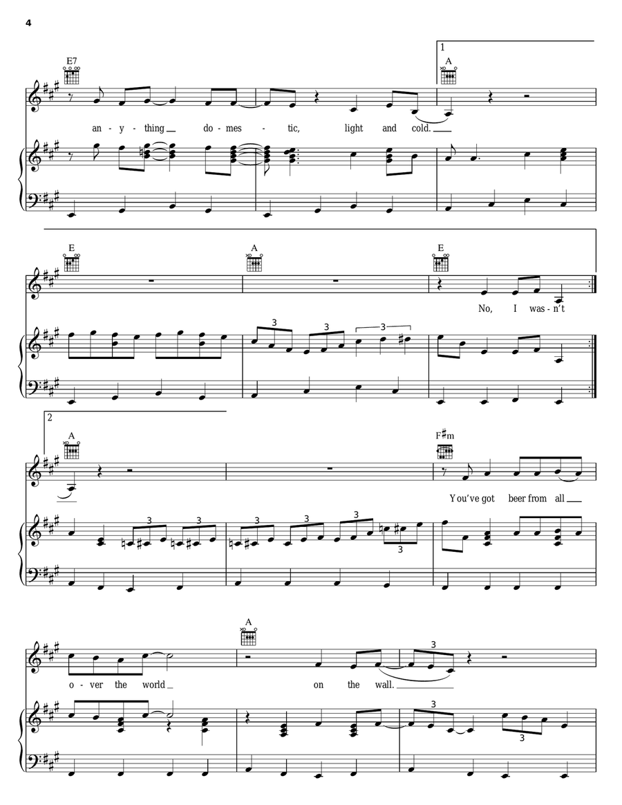 Domestic, Light And Cold Piano, Vocal, Guitar scores gallery preview page 4