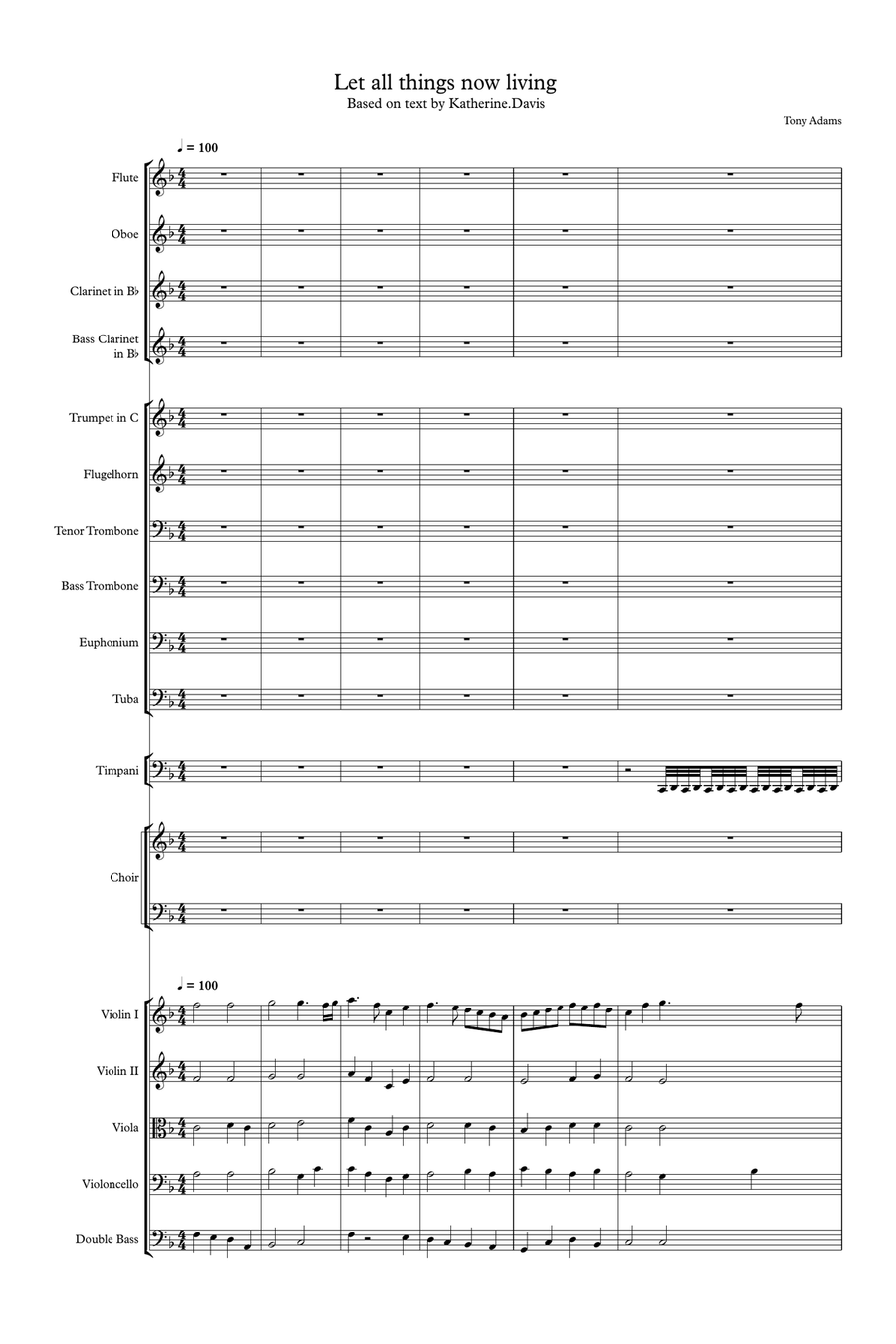 Let all things now living 4-Part scores gallery preview page 1