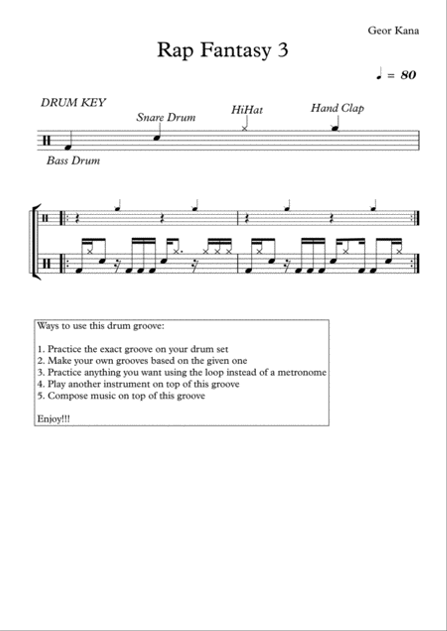 Rap Fantasy 3 Rap Fantasy 3 Drum Set scores gallery preview page 1